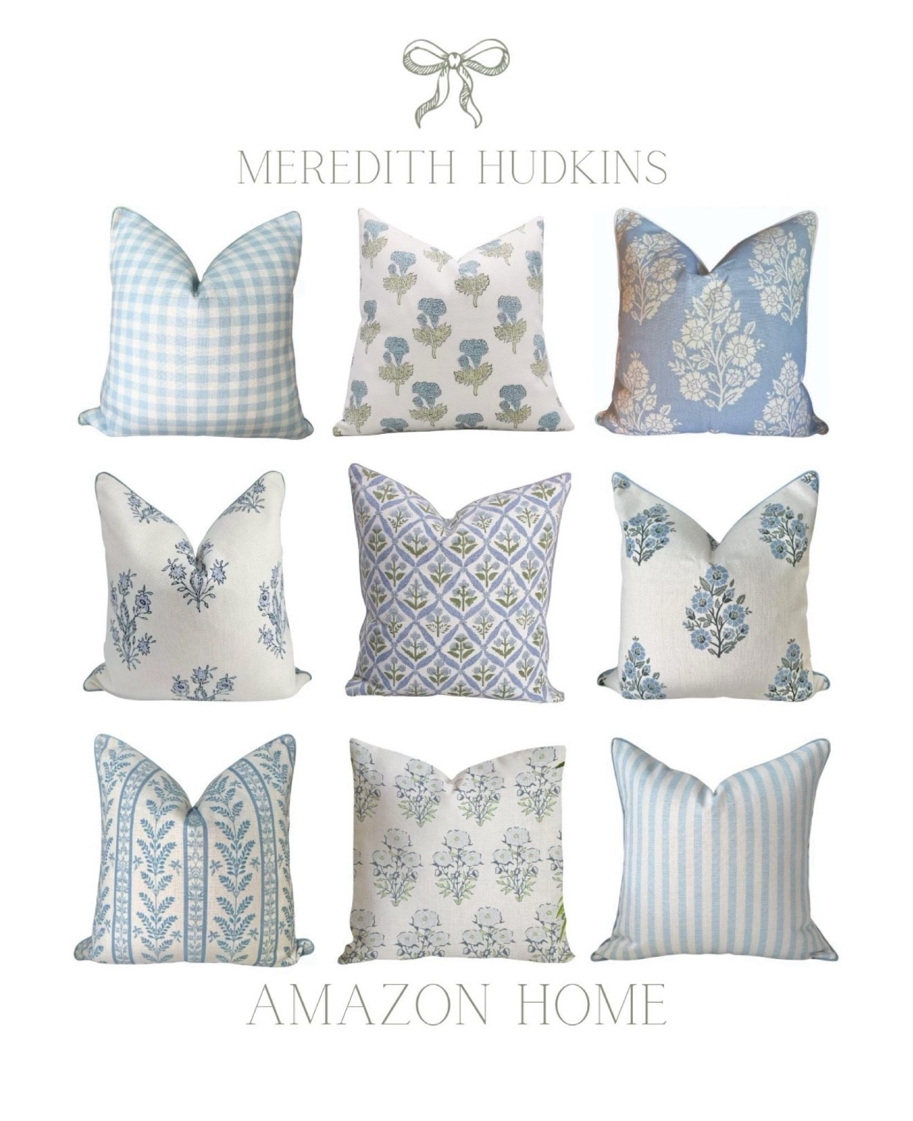 meredith hudkins, preppy style, classic style, timeless home decor, throw pillow, accent pillow, blockprint pillow, blue and white home, coastal home decor, stripe pillow, gingham pillow, floral pillow, living room, bedroom, entryway, 

#LTKHome #LTKStyleTip #LTKFindsUnder50