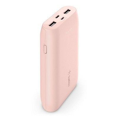 Belkin 10000mAh 3-Port Power Bank with 6in USB-C to USB-A Cable &#8211; Rose Gold | Target