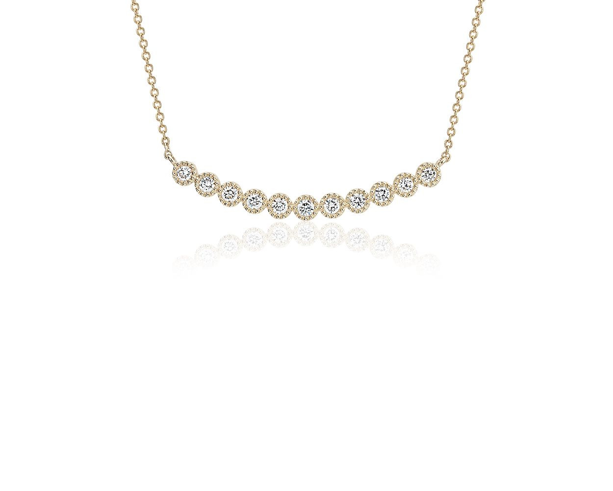 Diamond Milgrain Smile Necklace in 14k Yellow Gold (1/4 ct. tw.) | Blue Nile