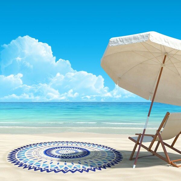 Cheer Collection 60-inch Terry Multi Purpose Round Beach Towel with Tassels - Multiple patterns available | Bed Bath & Beyond