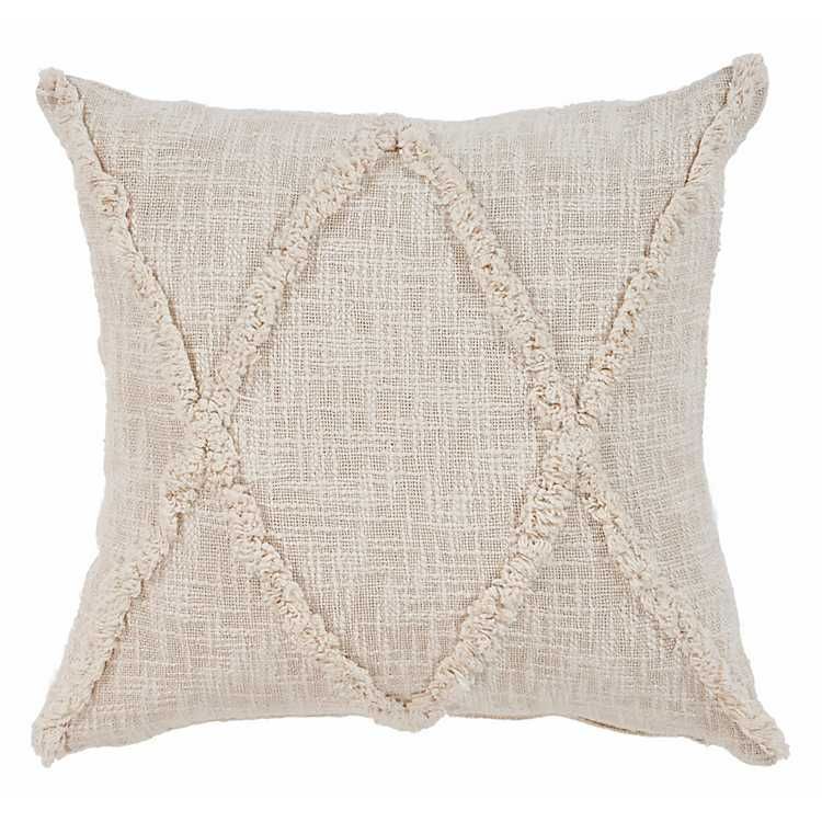 Natural Fringe Diamond Pillow, 20 in. | Kirkland's Home