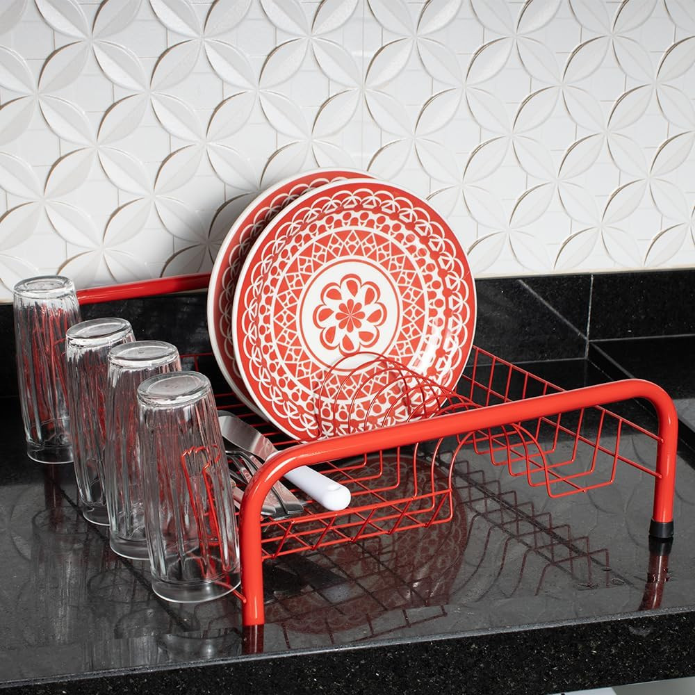 Escorredor Louças Modelo Escorredor Cama Seca 13 pratos Porta Copos Cozinha Grande Fiver (Vermel... | Amazon (BR)