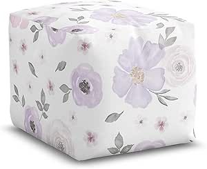 Sweet Jojo Designs Lavender Purple Boho Floral Girl Ottoman Pouf Cover Unstuffed Poof Floor Foots... | Amazon (US)