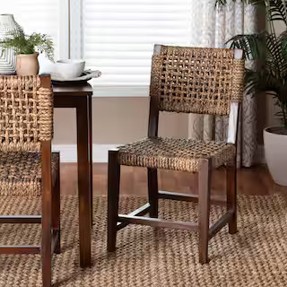 bali & pari Alise Natural Brown Seagrass and Mahogany Wood Dining Chair 259-14245-HD - The Home D... | The Home Depot