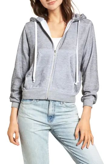 Women's Wildfox Regan Feminist Hero Zip Hoodie, Size X-Small - Grey | Nordstrom