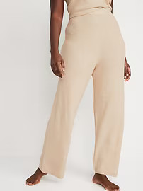High-Waisted Waffle-Knit Wide-Leg Lounge Sweatpants for Women | Old Navy (US)