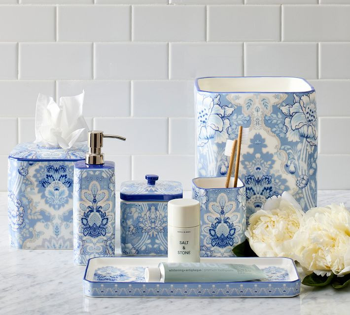 Kravet Arboretum Tray, Navy | Pottery Barn (US)