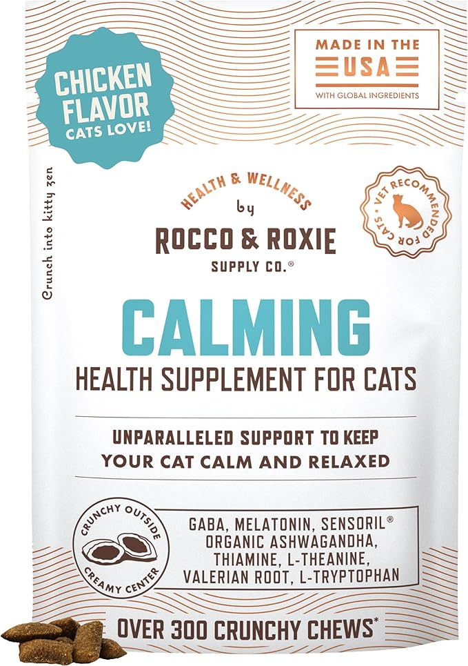 Rocco & Roxie Cat Calming Treats with Melatonin for Cats, Stress and Anxiety Relief, Keep Calm fo... | Amazon (US)