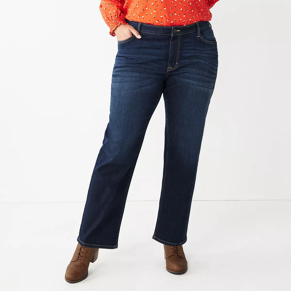 Plus Size Sonoma Goods For Life® Premium Elastic-Waist Midrise Straight-Leg Jeans | Kohl's