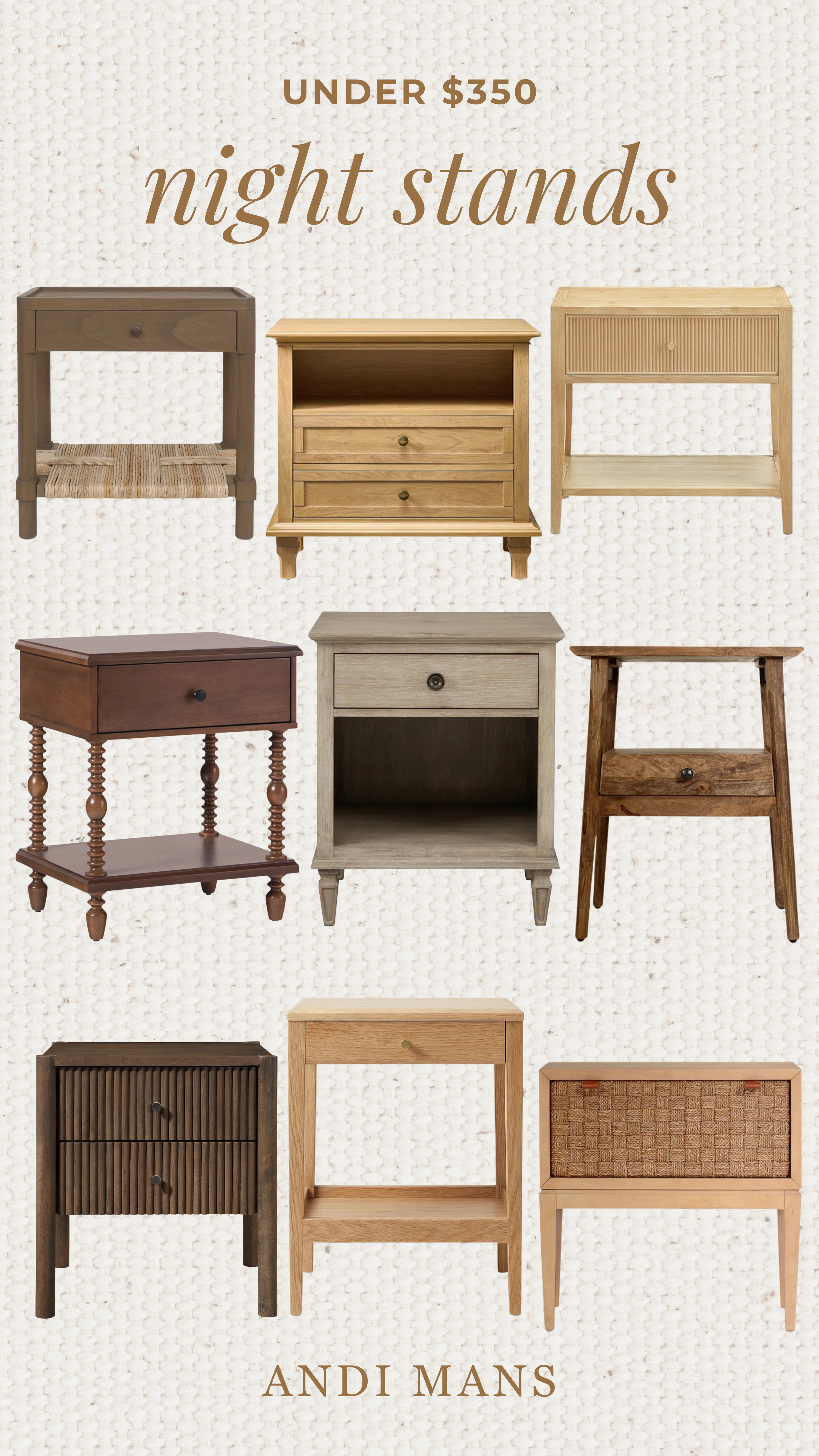 Beautiful wooden nightstands under $350! Warm wood tones, timeless styles, and plenty of options for an earthy, neutral bedroom. These look much more expensive than they are! 

 #LTKOver40 #LTKHome #LTKSaleAlert