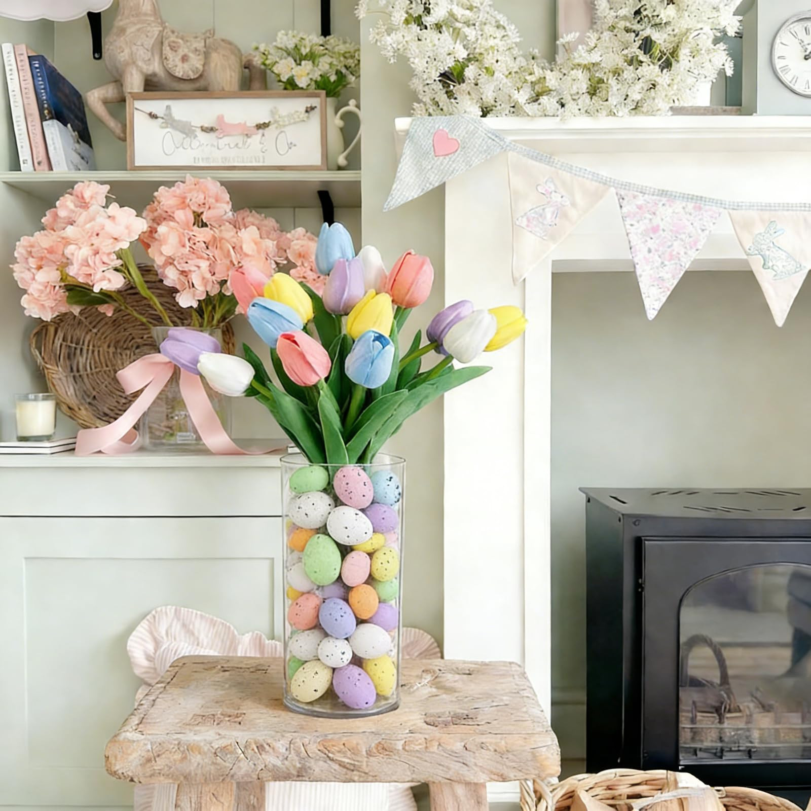 RHN 35Pcs 2 Sizes Small Colorful Foam Easter Eggs Decor,Pastel Speckled Easter Eggs Festival Deco... | Amazon (US)