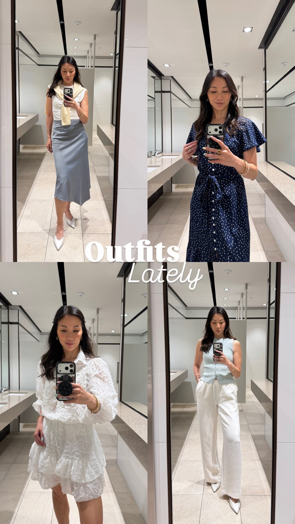Summer workwear outfits don’t don’t feel traditionally corporate. Because we deserve to enjoy summer too! 

From a slip skirt + tee combo to polka dot midi dresses to statement lace — proving "workwear" doesn't have to mean boring. Comment SHOP and I'll send you the links!

Building out my capsule wardrobe rotation with pieces that go from desk to dinner without missing a beat. Quiet luxury basics mixed with a few unexpected texture moments (that lace skirt 👀) — this is what effortless style actually looks like on a Tuesday. Neutrals will always be my baseline but I'm having fun leaning into prints again.

- workwear outfits / office outfit ideas
- corporate outfit inspo
- business casual outfit ideas
- capsule wardrobe / capsule wardrobe pieces
- quiet luxury outfit
- effortless style
- neutral outfit inspo
- polka dot midi dress
- slip skirt outfit
- lace skirt outfit
- white pointed toe pumps
- work to dinner outfit
- transitional workwear
- Toronto style blogger / Toronto fashion
- what I wore to work

#LTKsummer #LTKdresses #LTKworkwear