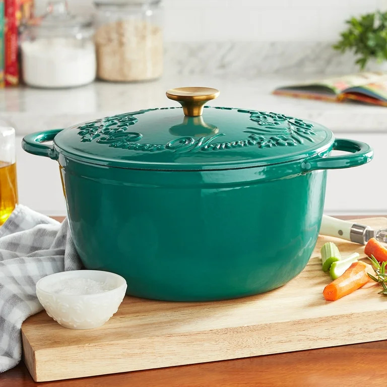 The Pioneer Woman Timeless Beauty 6-Quart Enamel-on-Cast Iron Holiday Dutch Oven, Green | Walmart (US)