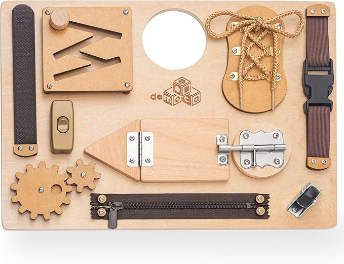 deMoca Busy Board Montessori Toys for Toddlers, Sensory Wooden Toy with 10 Educational Activities... | Amazon (US)