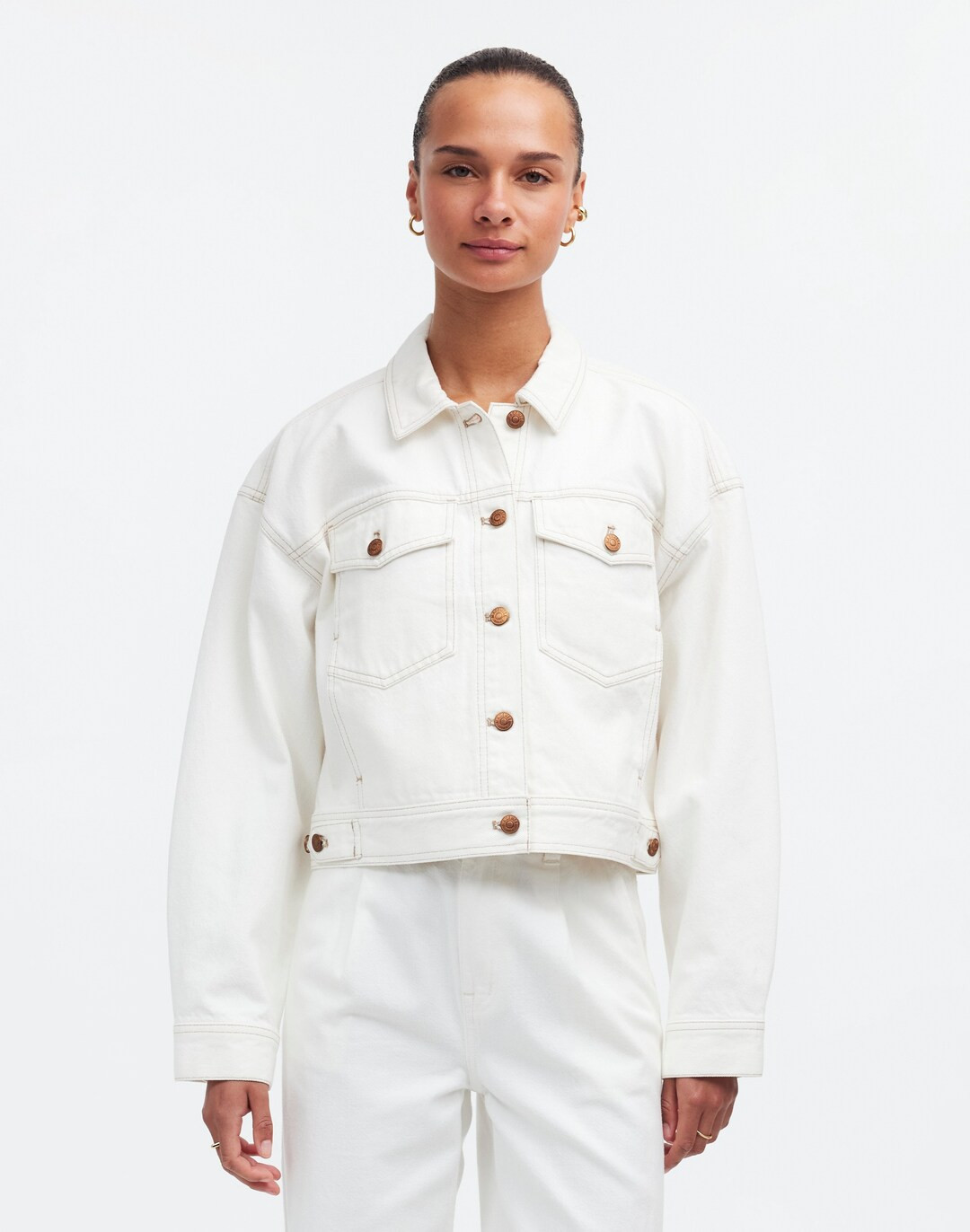 Button-Front Denim Jacket in Tile White | Madewell