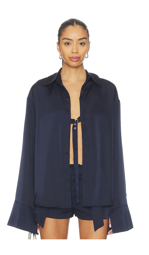 BY.DYLN x REVOLVE Andi Shirt in Navy. Size M. Also in XS, S, L, XL. | Revolve Clothing (Global)