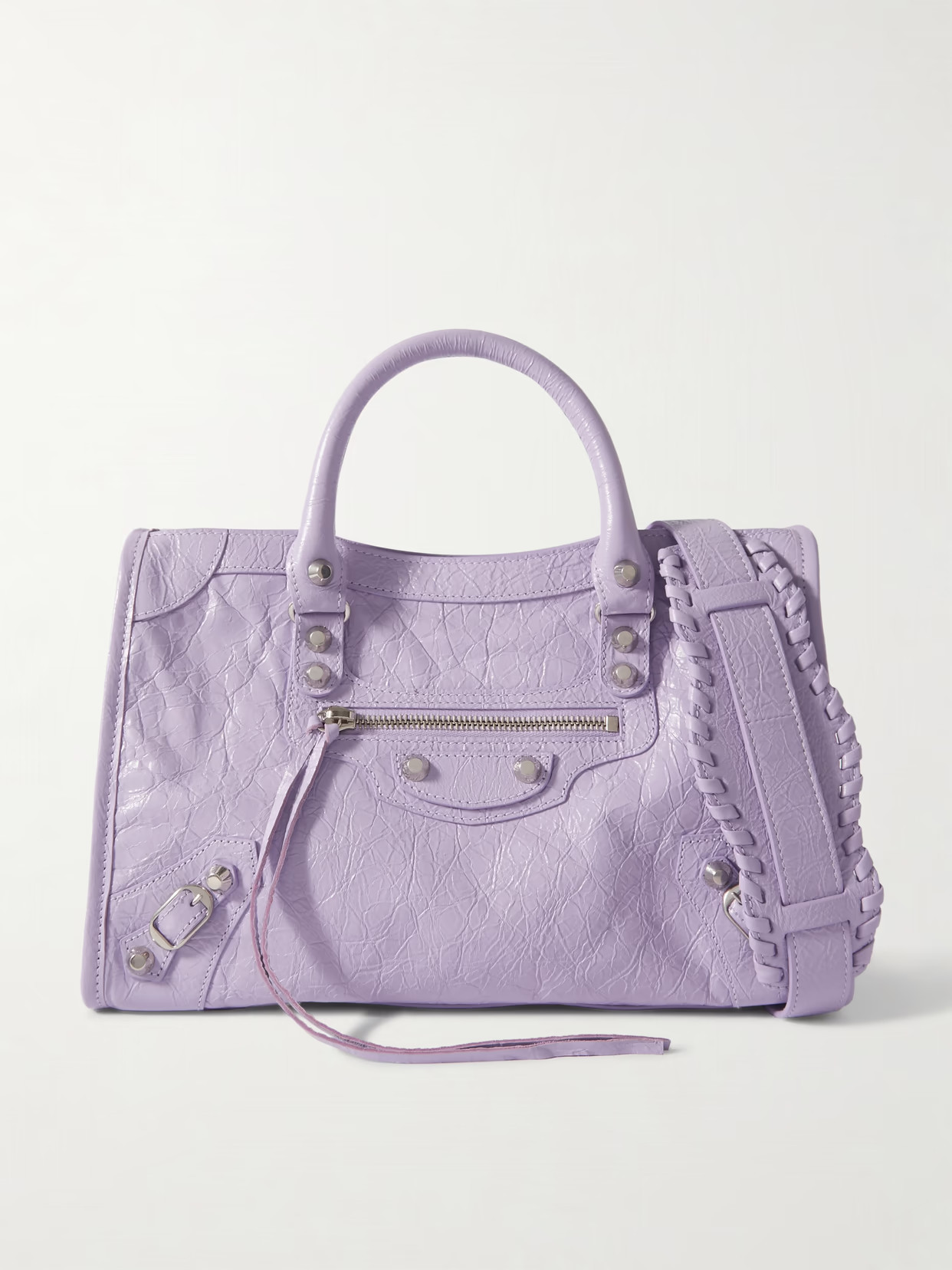 Balenciaga - Le City Small Embellished Textured-leather Tote - Purple | NET-A-PORTER (US)