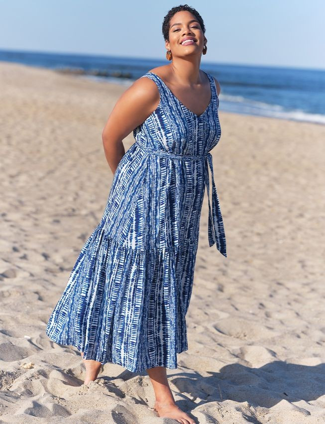 V-Neck Tank Maxi With Flounce | Women's Plus Size Dresses | ELOQUII | Eloquii