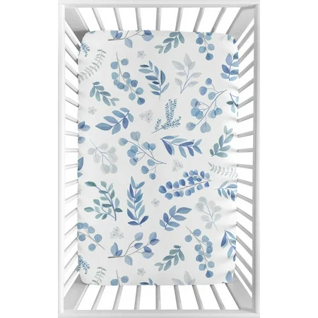 Sweet Jojo Designs Floral Leaf Boy or Girl Fitted Mini Crib Sheet Baby Nursery For Portable Crib or  | Walmart (US)