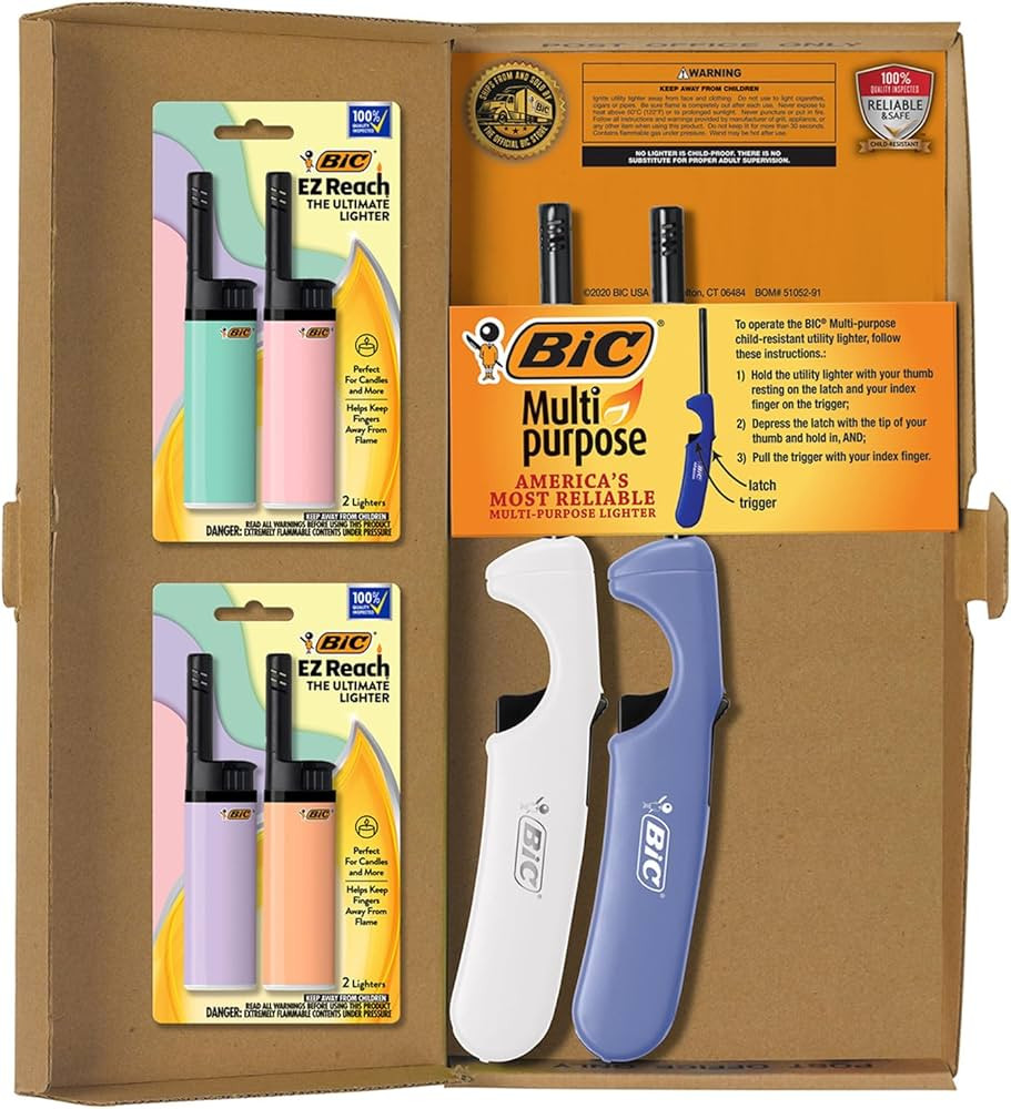 BIC Lighter Combination 2 Multi-Purpose Lighters with Long Metal Wand, Classic Collection, and 4 ... | Amazon (US)