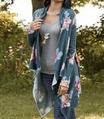 Matilda Jane Open Front Cardigan Sweater Cascade XL Cozy Days Teal Floral | eBay US