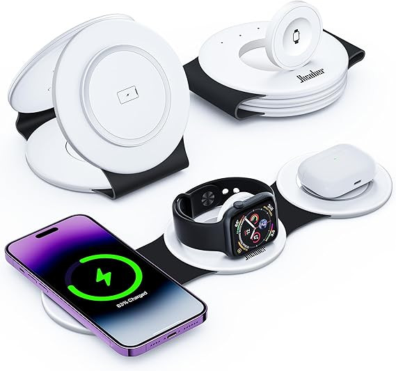 Hicober 3 in 1 Charging Station for Apple Multiple Devices, Foldable Travel Wireless Charger 18W ... | Amazon (US)