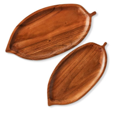 tag Acacia Leaf Serving Platter Natural Wood Hand Wash Only 12.75 x 6.25 x 0.75 Inches Perfect for Everyday Use | Target