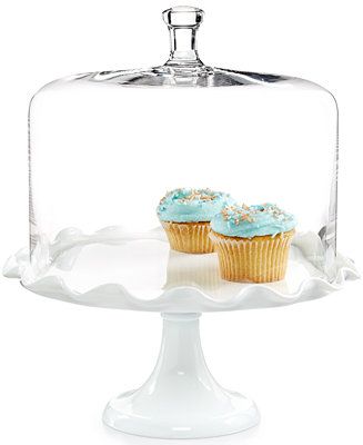 Martha Stewart Collection Milk Glass Ruffle Cake Stand with Dome | Macys (US)