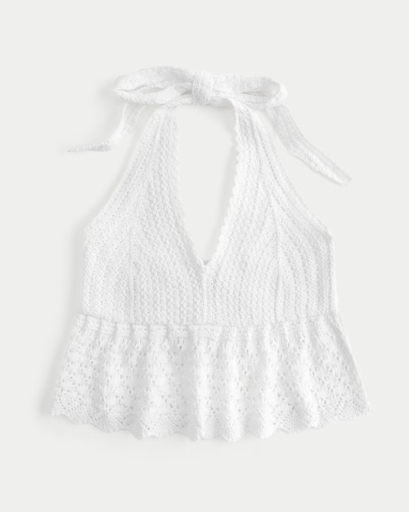 Girls Crop Crochet Halter Babydoll Top from Hollister | Hollister (US)