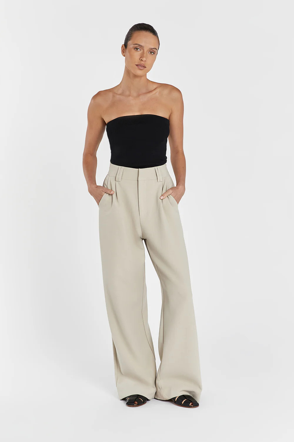VERA BLACK KNIT BANDEAU TOP | DISSH