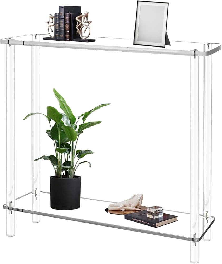 Acrylic Narrow Console Table for Entryway 7.6" D x 39.4" W x 31.5" H Clear Modern Skinny Bookshel... | Amazon (US)