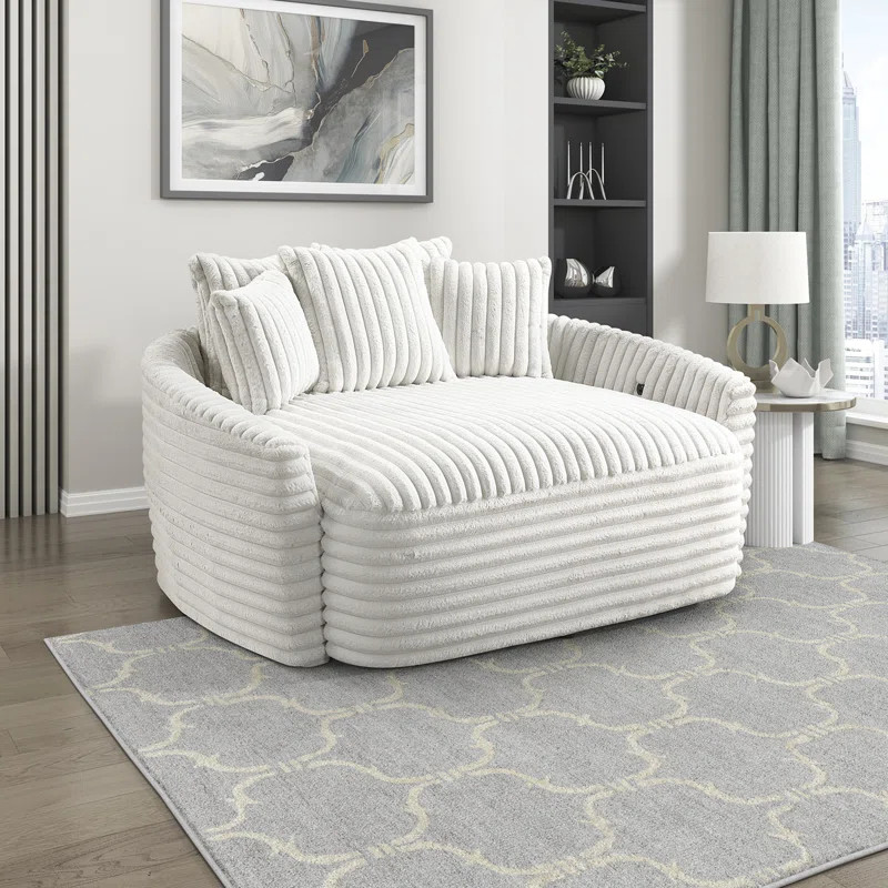 Choi 65.5" Modern Oversized Recessed Arms Corduroy Chaise Lounge | Wayfair North America