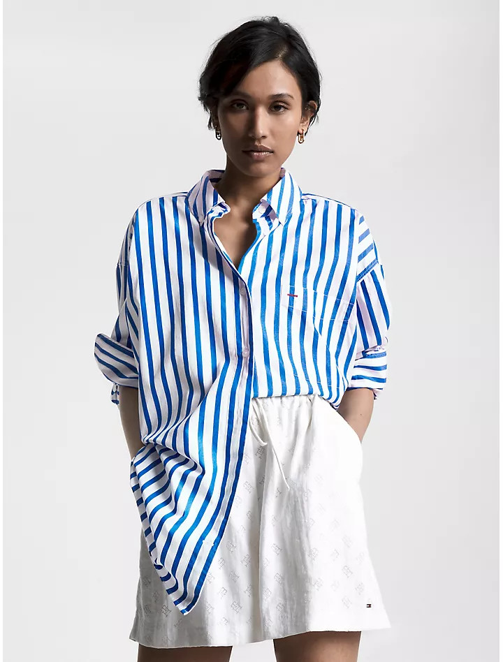 Oversized Stripe Poplin Shirt | Tommy Hilfiger | Tommy Hilfiger (US)