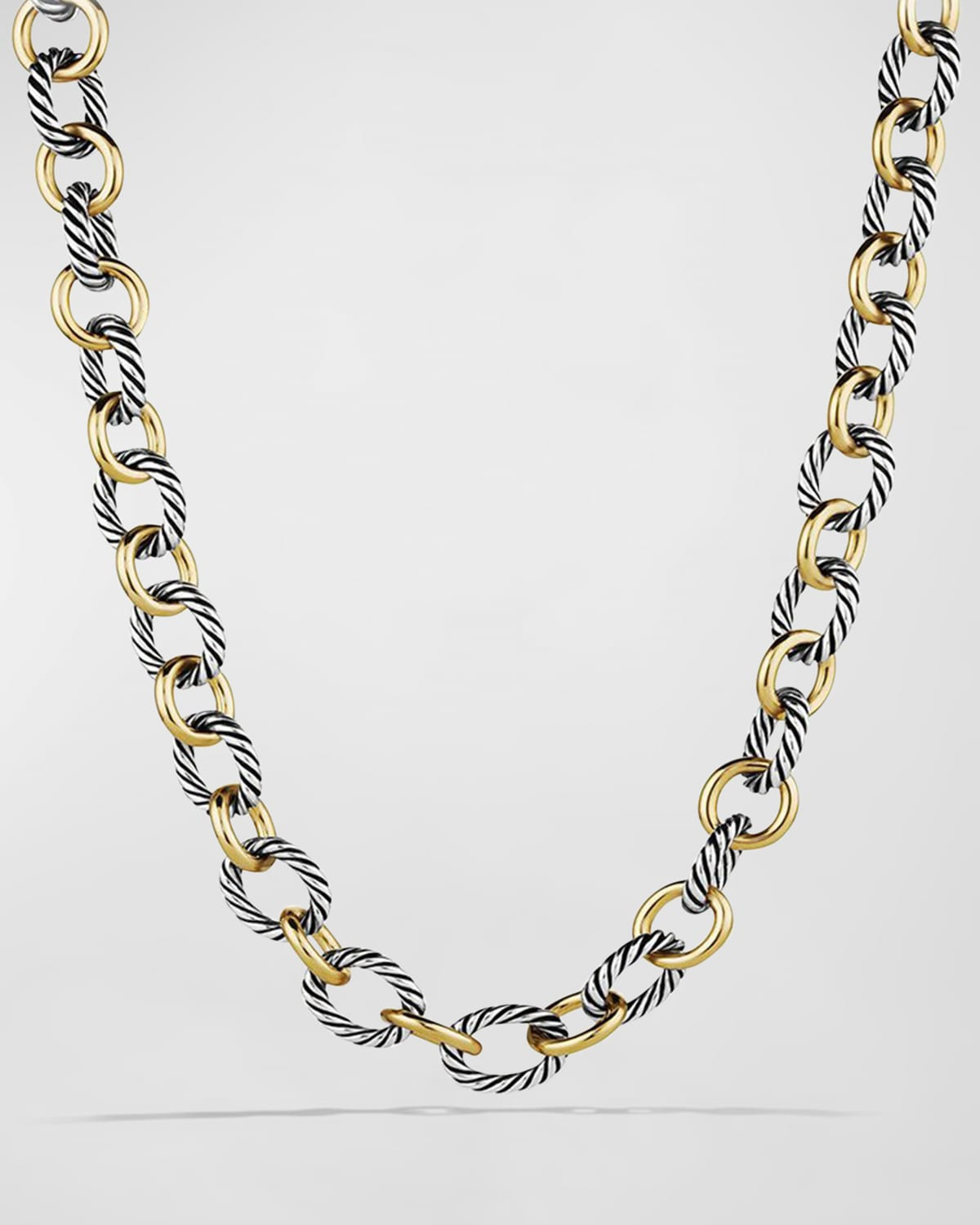 Large Sterling Silver & 18K Gold Oval Link Necklace, 18.25"L | Neiman Marcus