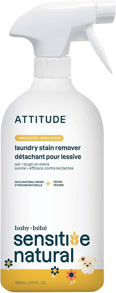 ATTITUDE Laundry Stain Remover for Baby Clothes, Plant- and Mineral-Based Ingredients, Vegan and ... | Amazon (US)