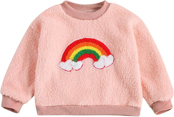 Baby Girl Cartoon Pullove, Autumn and Winter Rainbow Pattern Long Sleeve Round Neck Sweater | Amazon (US)