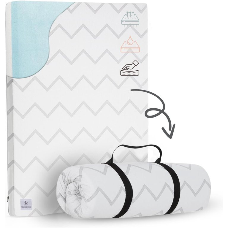 Waterproof Pack and Play Mattress Pad - 38" x 26" | Roll Up Style - Breathable Soft Memory Foam -... | Walmart (US)