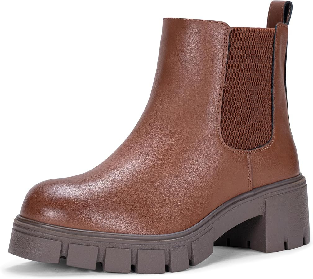 Vepose Women's Chunky Platform Chelsea Ankle Boots, Slip On Design | Amazon (US)