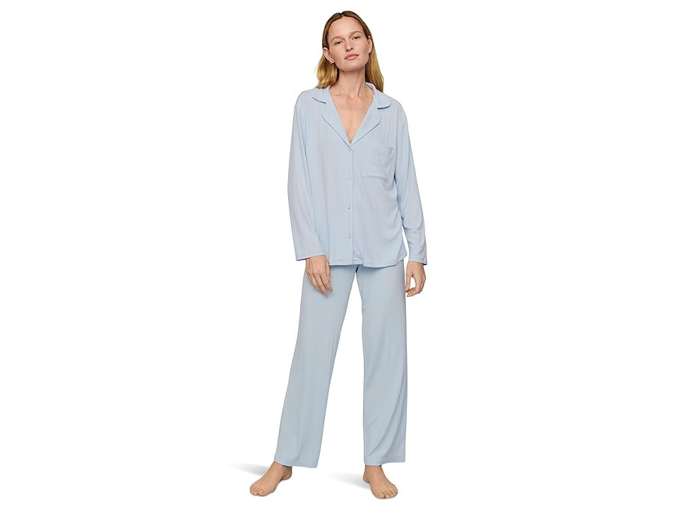 Eberjey Gisele Rib Long Pj Set Women's Pajama Sets Nantucket Breeze : SM, Lyocell/Modal/Spandex | Zappos