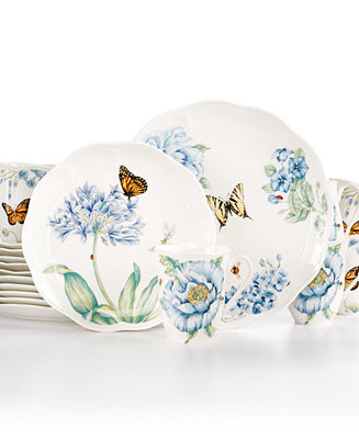 Butterfly Meadow Blue 18 Pc. Dinnerware Set, Service for 6 | Macy's