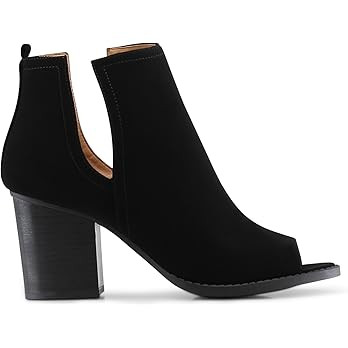 MARCOREPUBLIC Moscow Slip On Side Cut Peep Toe Medium Mid Heels Ankle Sandals Booties Boots | Amazon (US)