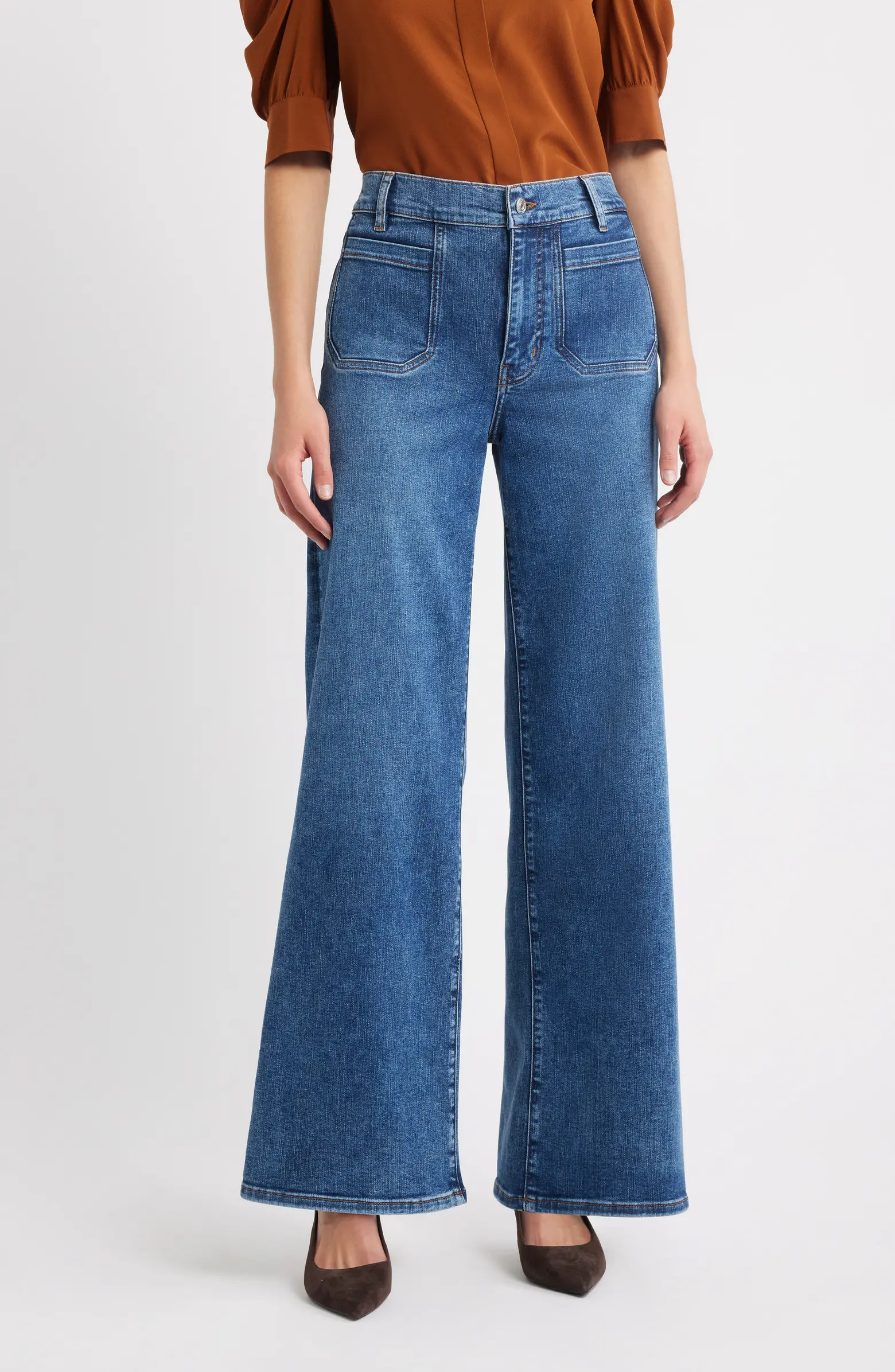 Le Slim Palazzo Patch Pocket High Waist Wide Leg Jeans | Nordstrom