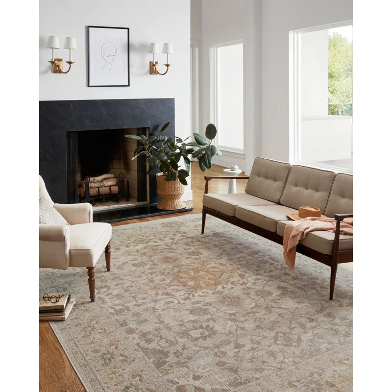 Chris Loves Julia x Loloi Rosemarie Floral Ivory/Natural/ Yellow Area Rug | Wayfair North America