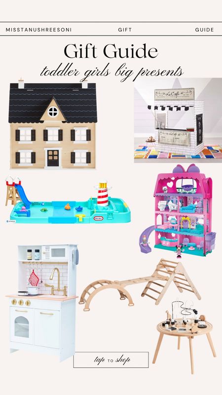 Bigger presents for toddler girls!! 🎁✨ these would make amazing presents for the last night of Hannukah or Christmas morning with a bow on top! We got Bella a dollhouse last year and she was so thrilled! She also plays with this kitchen every day and can’t wait to see her face when she opens the Minnie dollhouse!


toddler gift guide, gift guide kids, gift guide for little girls, doll house, baby gift guide, baby toys, toddler toys, Minnie toys, Minnie playhouse, splash pad, water table toddlers, pikler, play kitchen

#LTKGiftGuide #LTKfamily #LTKkids