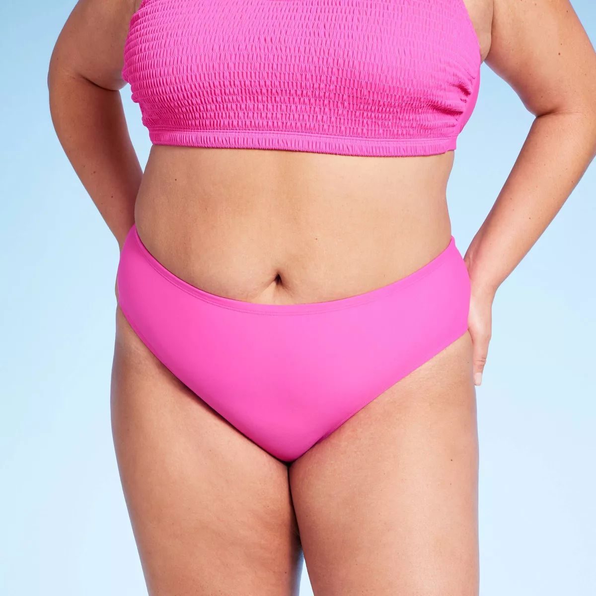 Women's Mid-Rise Full Coverage Bikini Bottom - Wild Fable™ Pink | Target