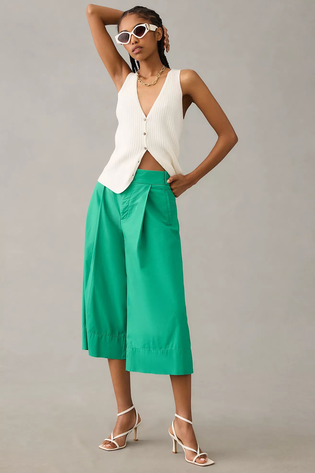 By Anthropologie Cropped Wide-Leg Trousers | Anthropologie (US)