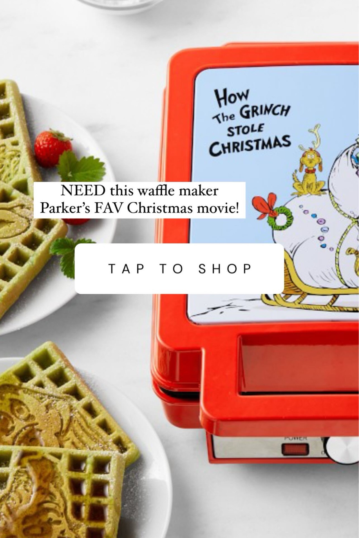 Finally found the #Grinch waffle maker at #HobbyLobby 💚 My 3 year old