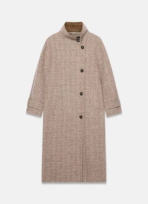 Neutral Wool Blend Heritage Check Coat | Mint Velvet