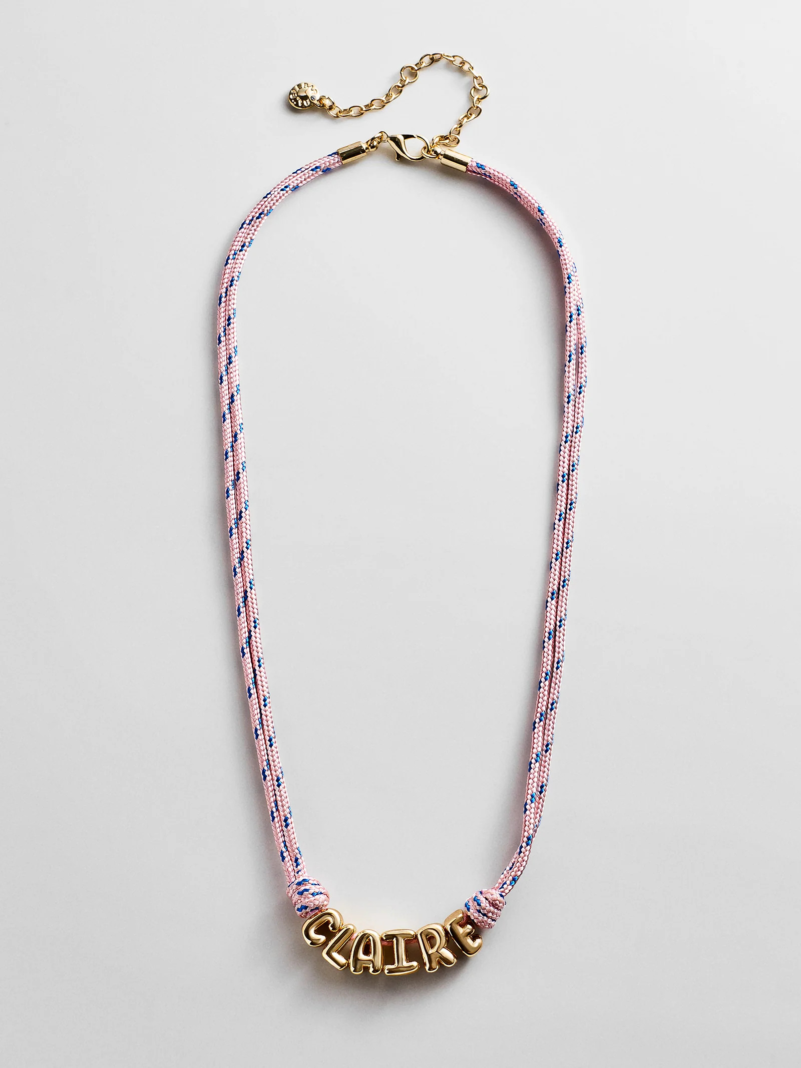 Bubble Letter Custom Paracord Necklace - Soft Pink | BaubleBar