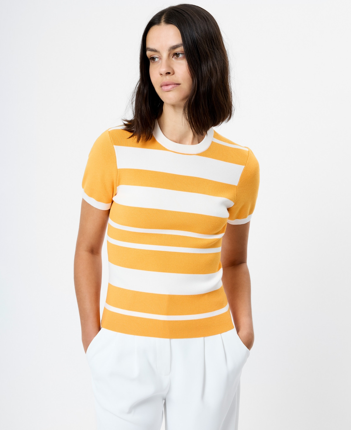 French Connection Women's Maxime Knit Striped Top - Clementine | Macy's